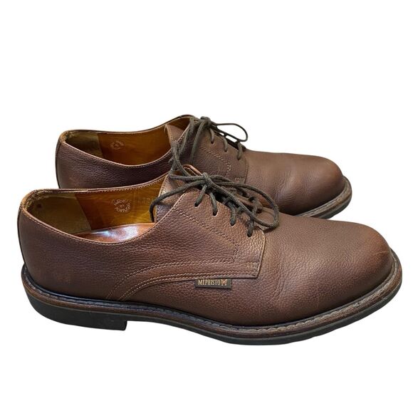 MEPHISTO Oxford Shoes Men 9 US 42 Brown Pebbled Leather Lace Up Cushioned Preppy - Picture 1 of 10